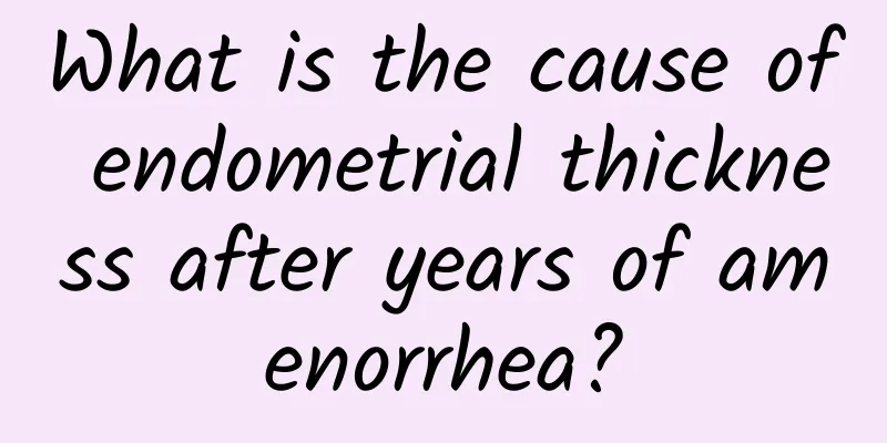 What is the cause of endometrial thickness after years of amenorrhea?