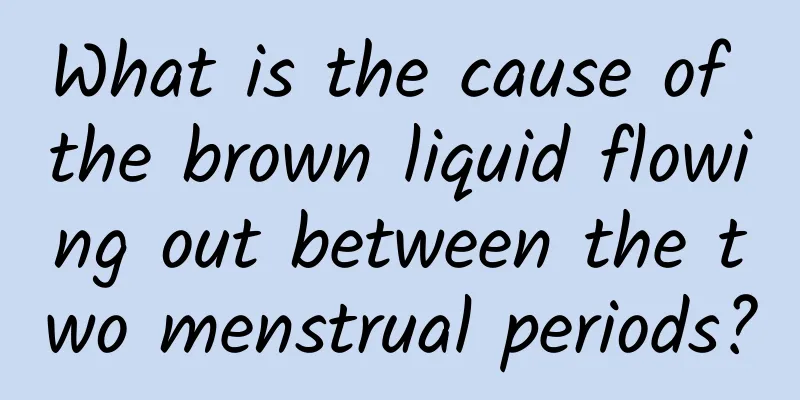 What is the cause of the brown liquid flowing out between the two menstrual periods?