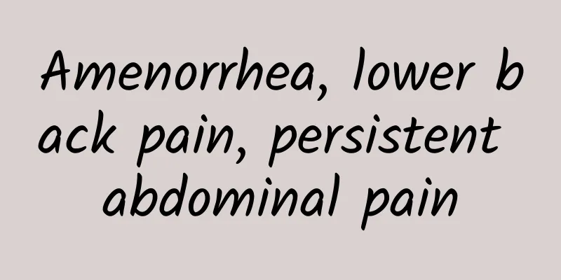 Amenorrhea, lower back pain, persistent abdominal pain