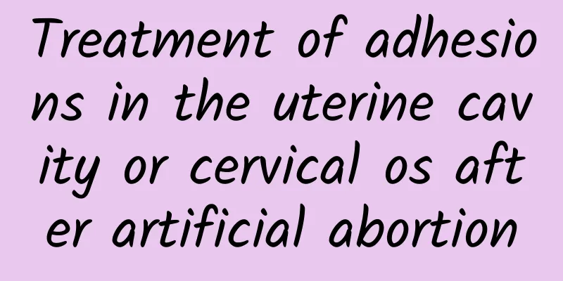 Treatment of adhesions in the uterine cavity or cervical os after artificial abortion